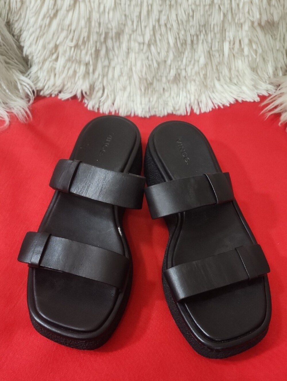 Vince Women's Black Double-Strap Slide Sandals